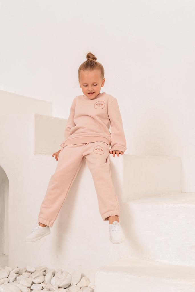 Костюм из футера с вышивкой HOLIVIN в цвете пудра