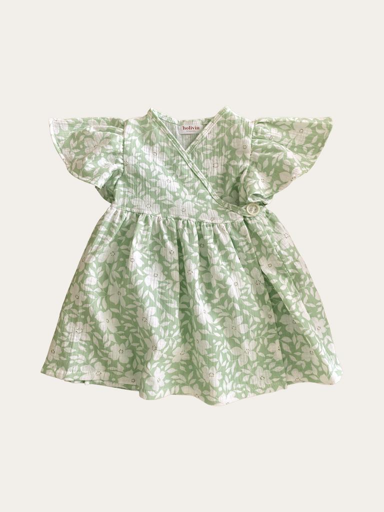 Платье из жатого хлопка "Цветы на мятном"