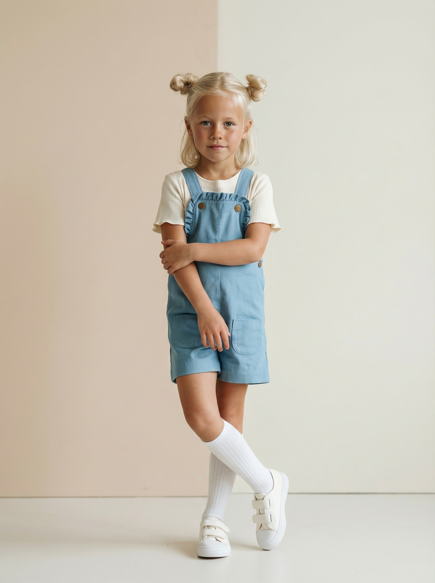 Джинсовый комбинезон с карманами