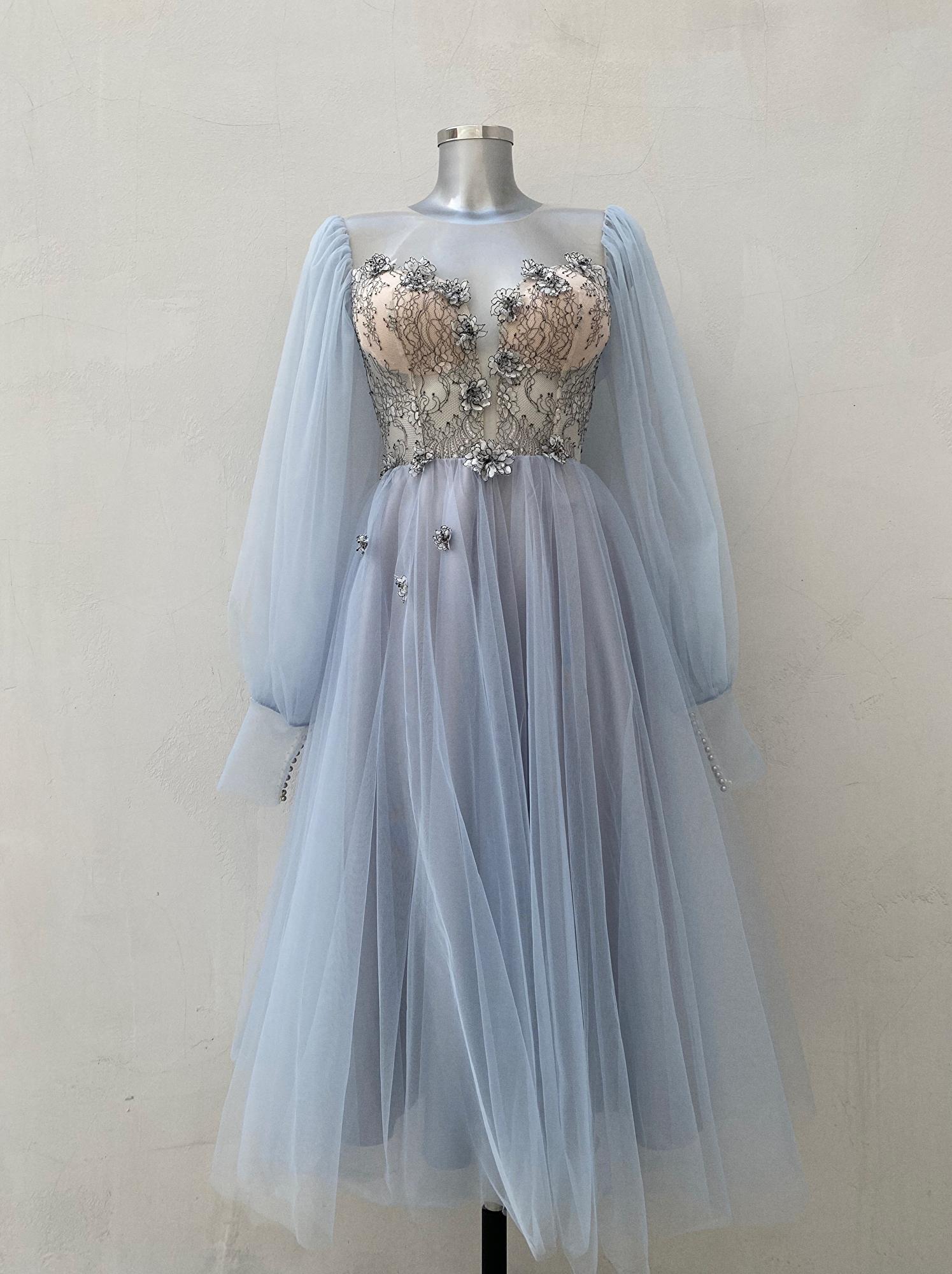 Коктейльное платье BONNIE  mini  сероголубой