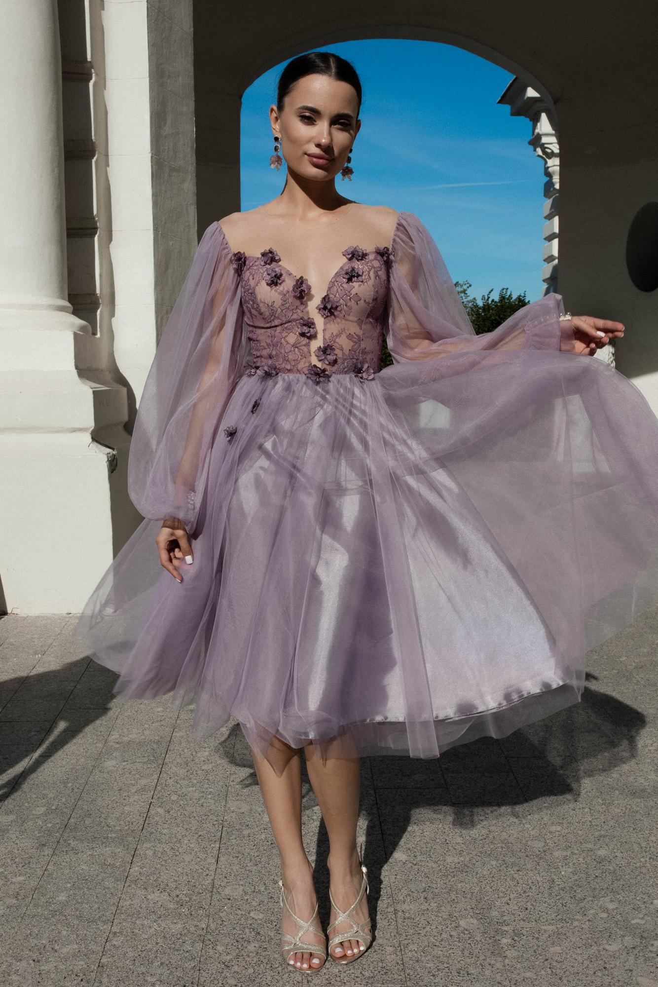 Короткое платье BONNIE в оттенке пыльная лаванда