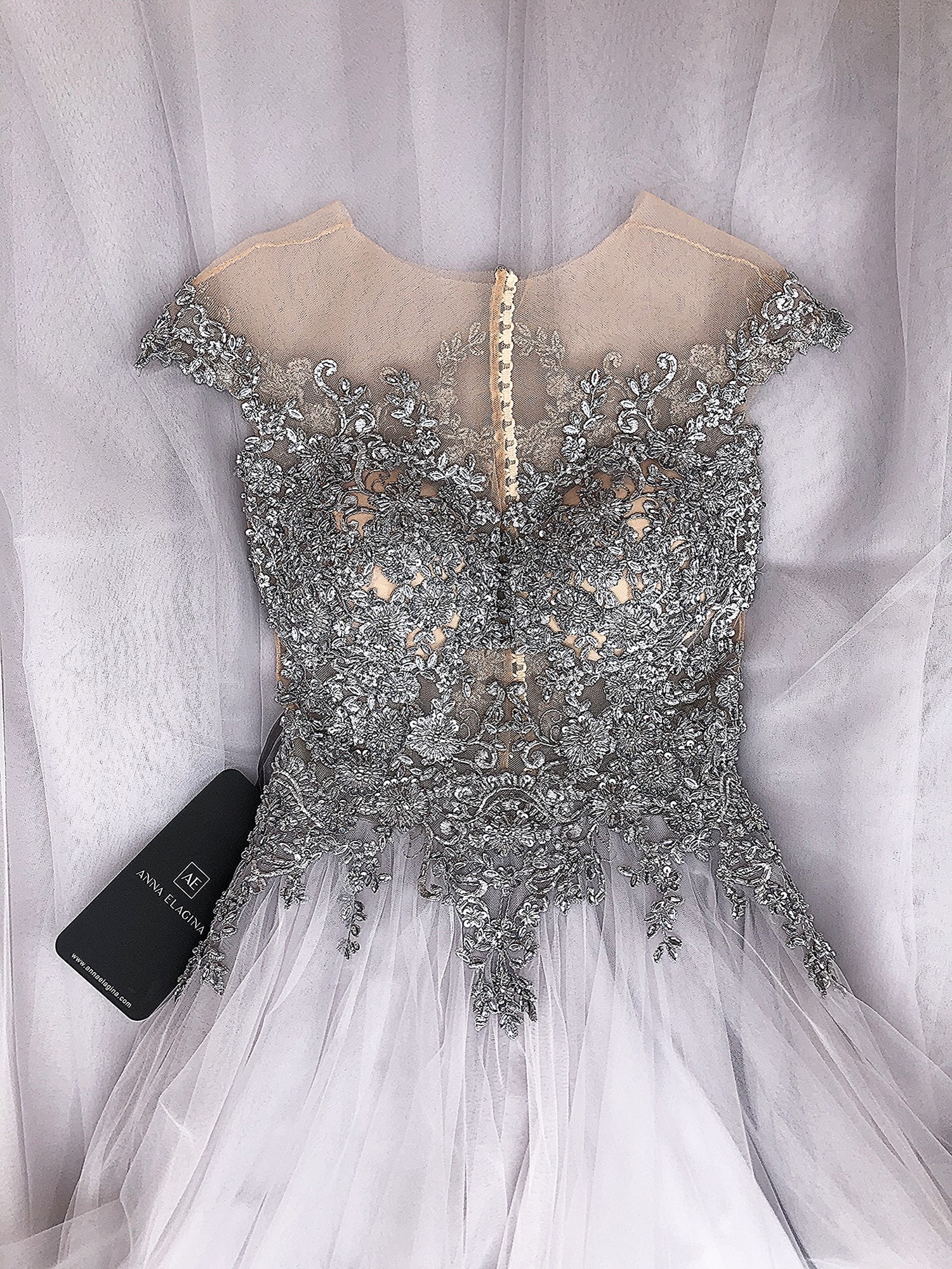 Вечернее платье EVITA  в фатине светло-сером