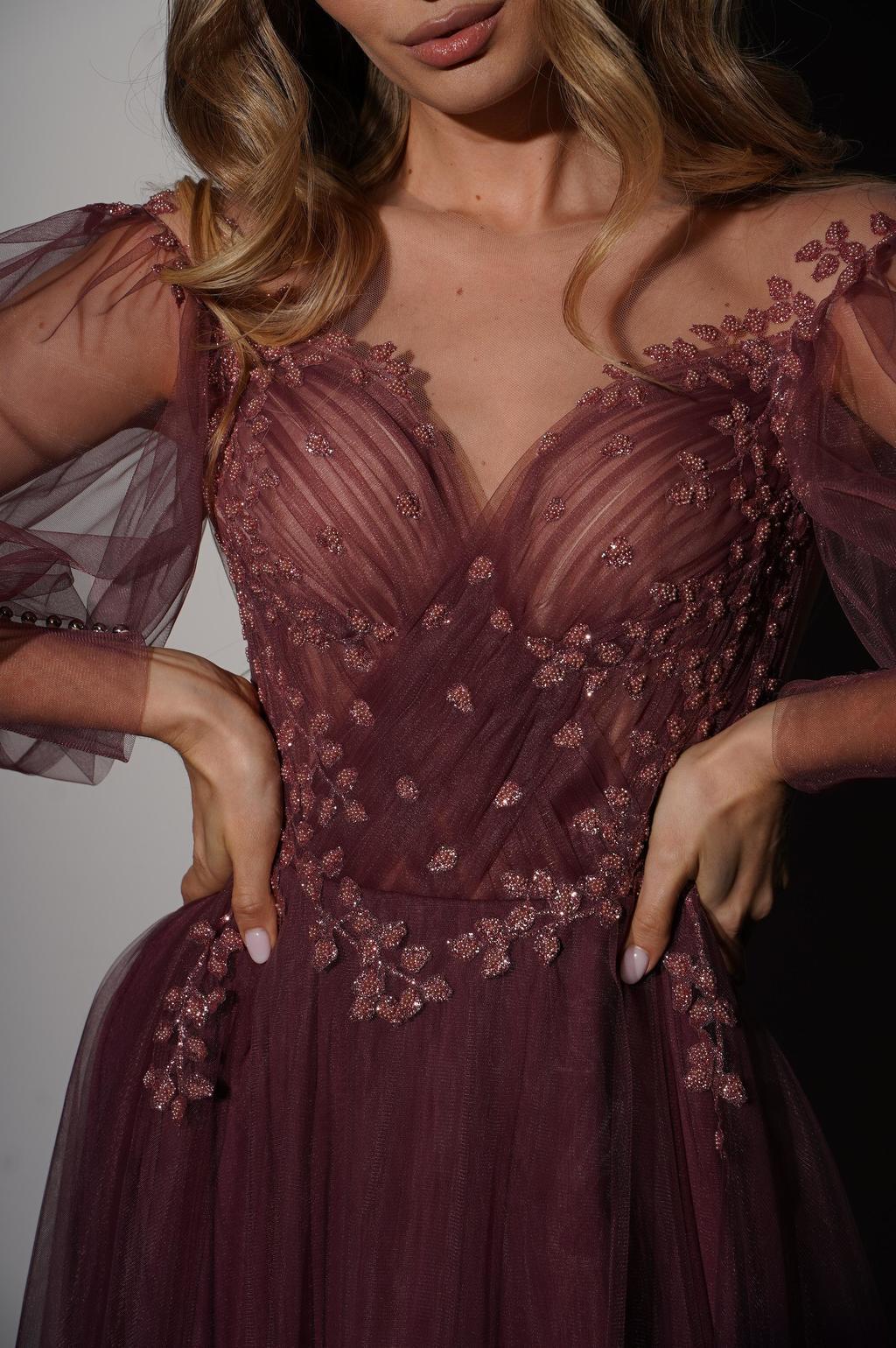 Длинное платье SAVI в фатине ягодном