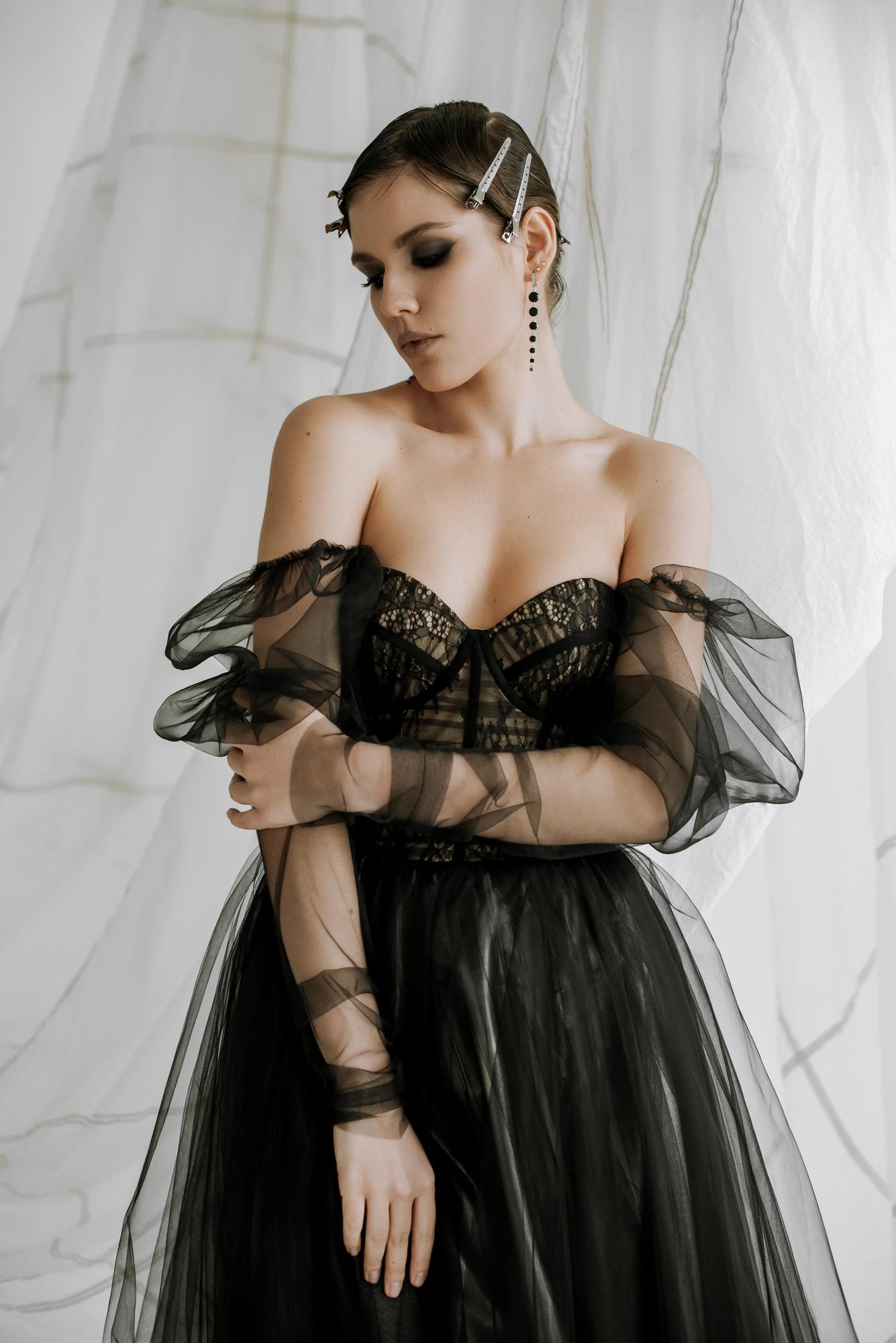 Вечернее платье ARLET длина MIDI черный микс