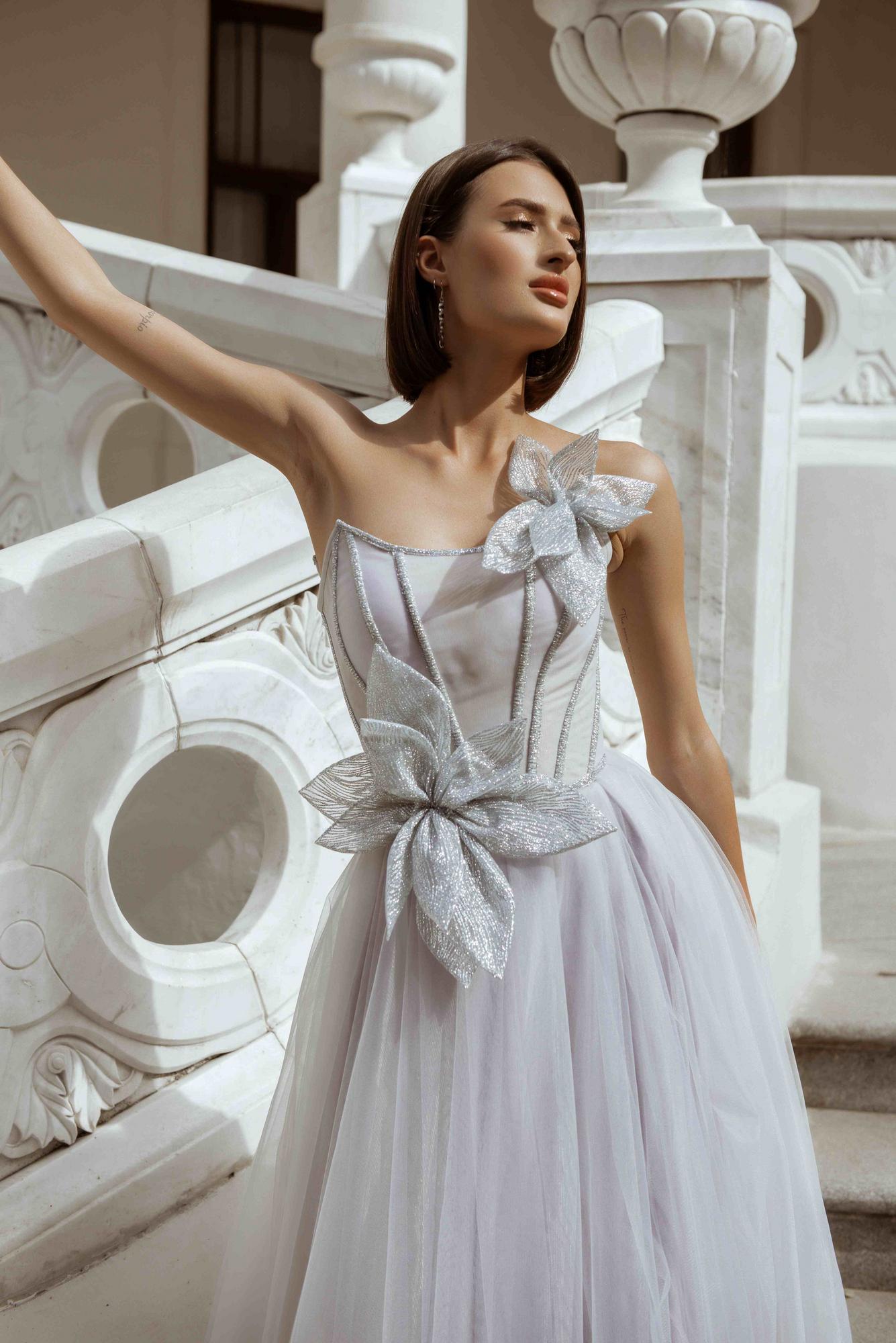 Вечернее платье ASTY длинное цвет стальной серый