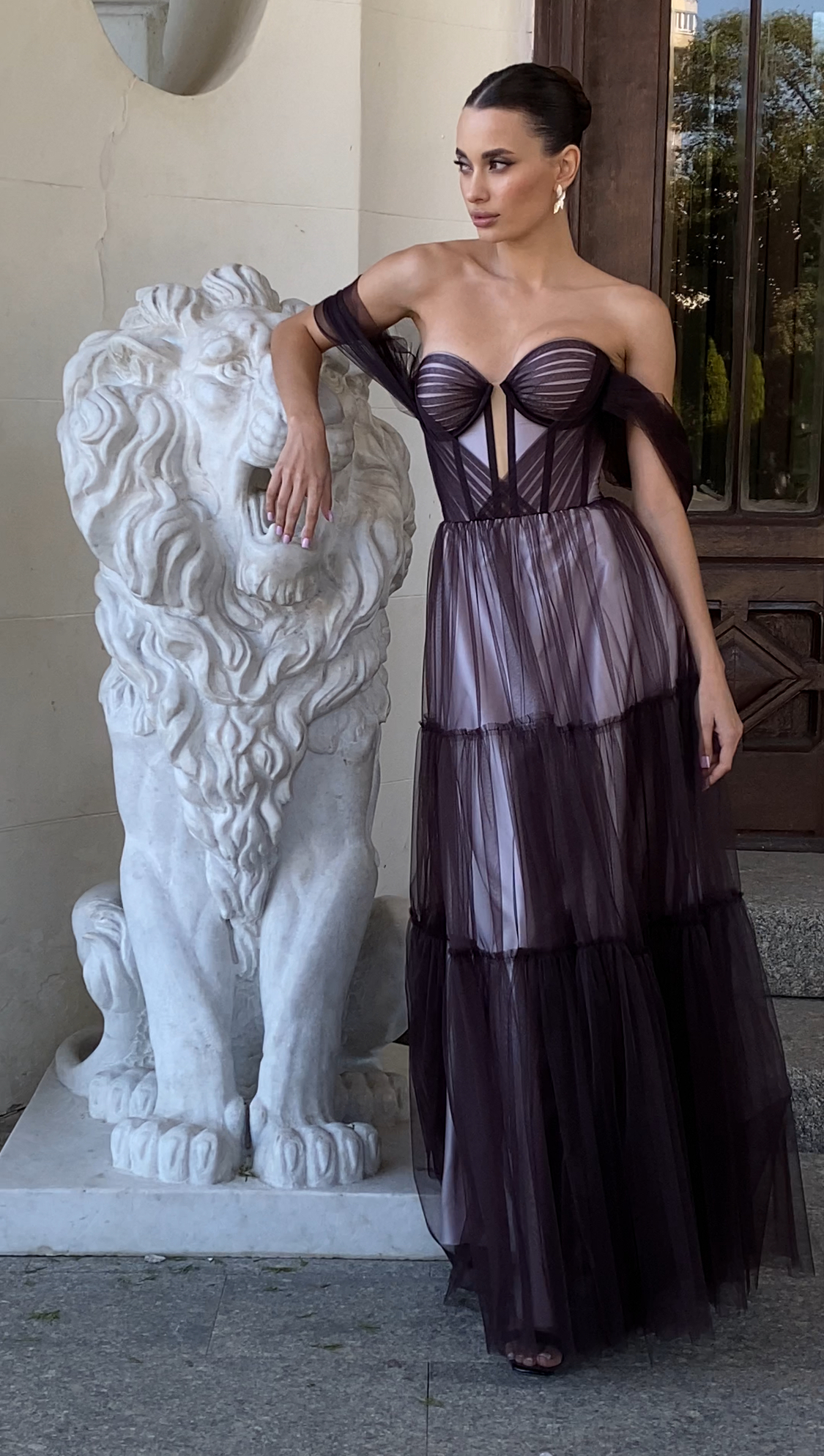 Вечернее платье NAITY длинное цвет лилово-шоколадный микс