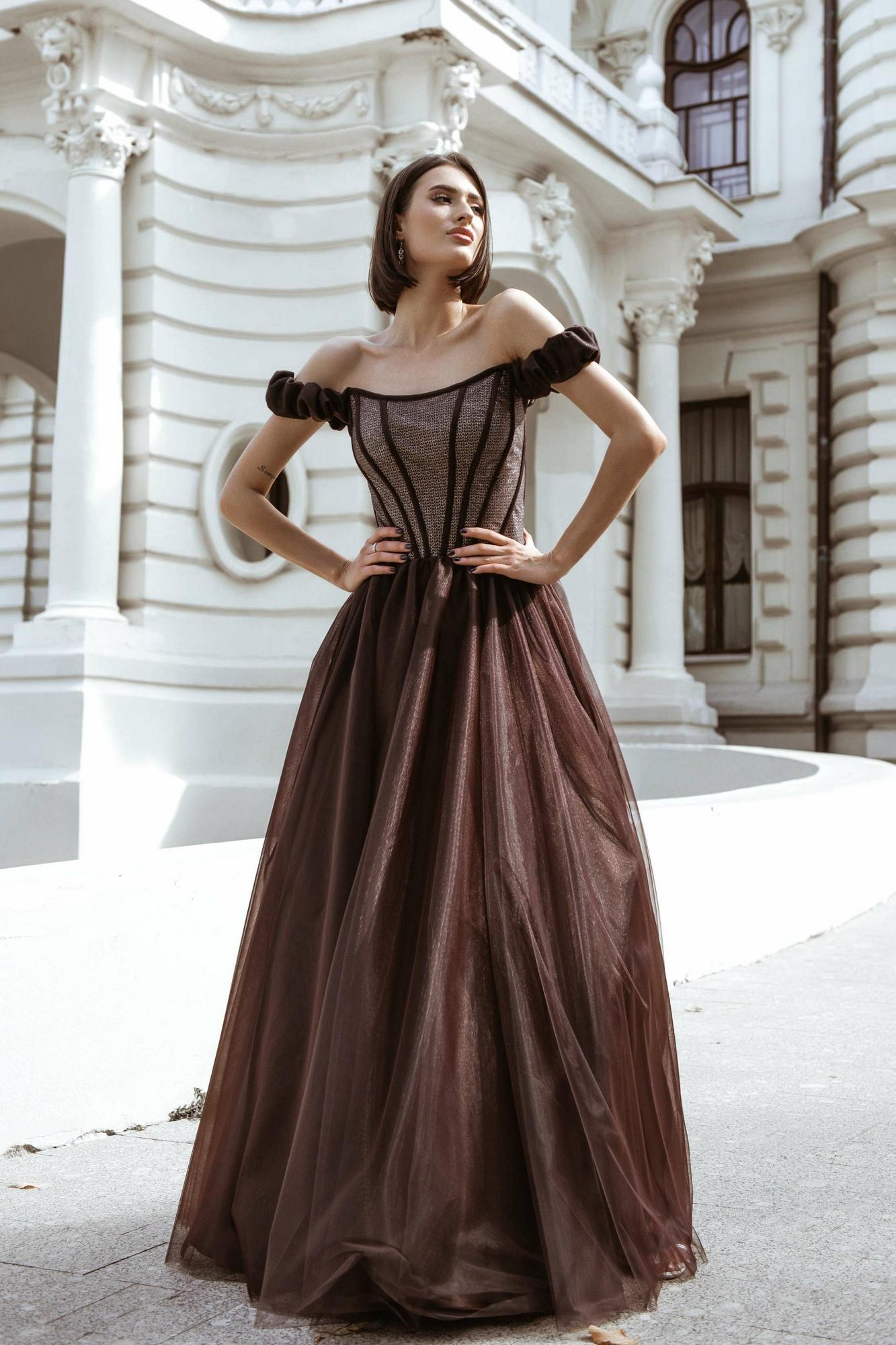 Вечернее платье LINDA в шоколадном цвете