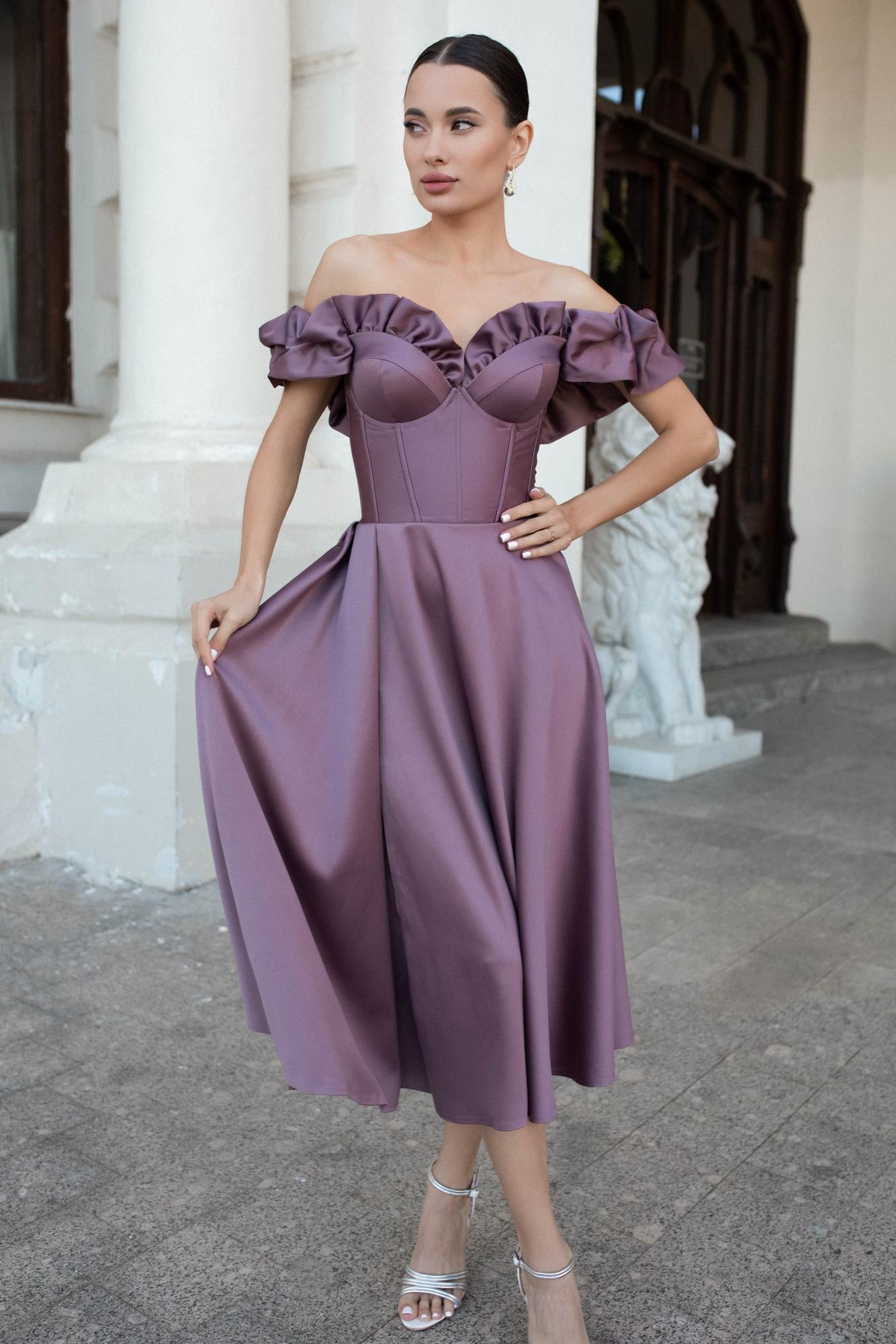 Атласное платье ERACLEA в оттенке темный туап