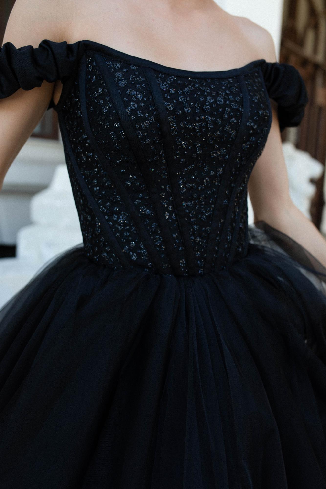 Вечернее платье LINDA фатин черный