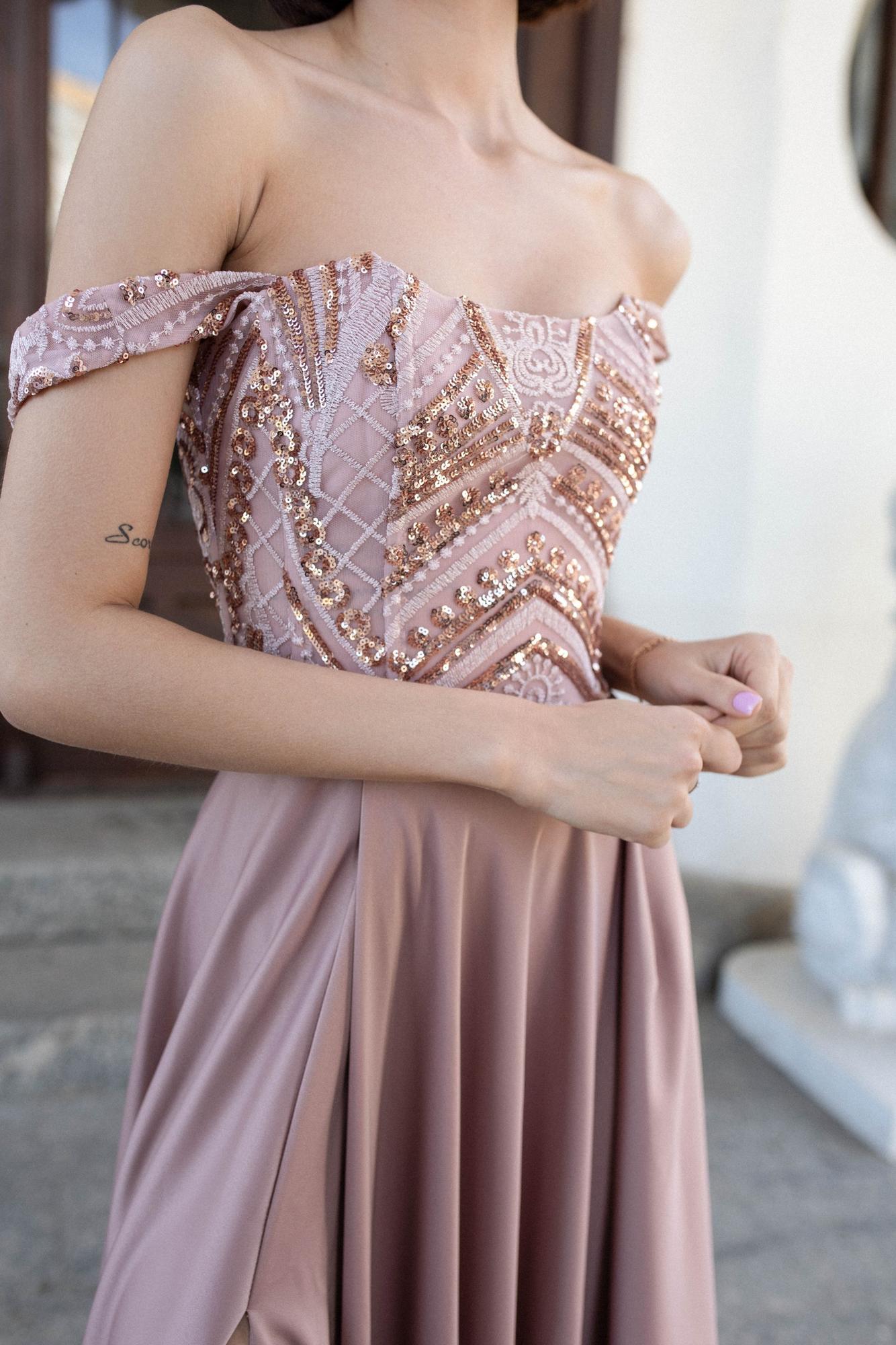 Длинное платье TASHA в оттенке туап