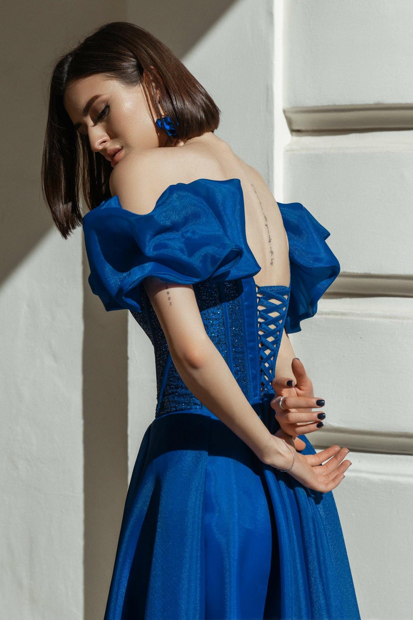 Синее платье из органзы LARA