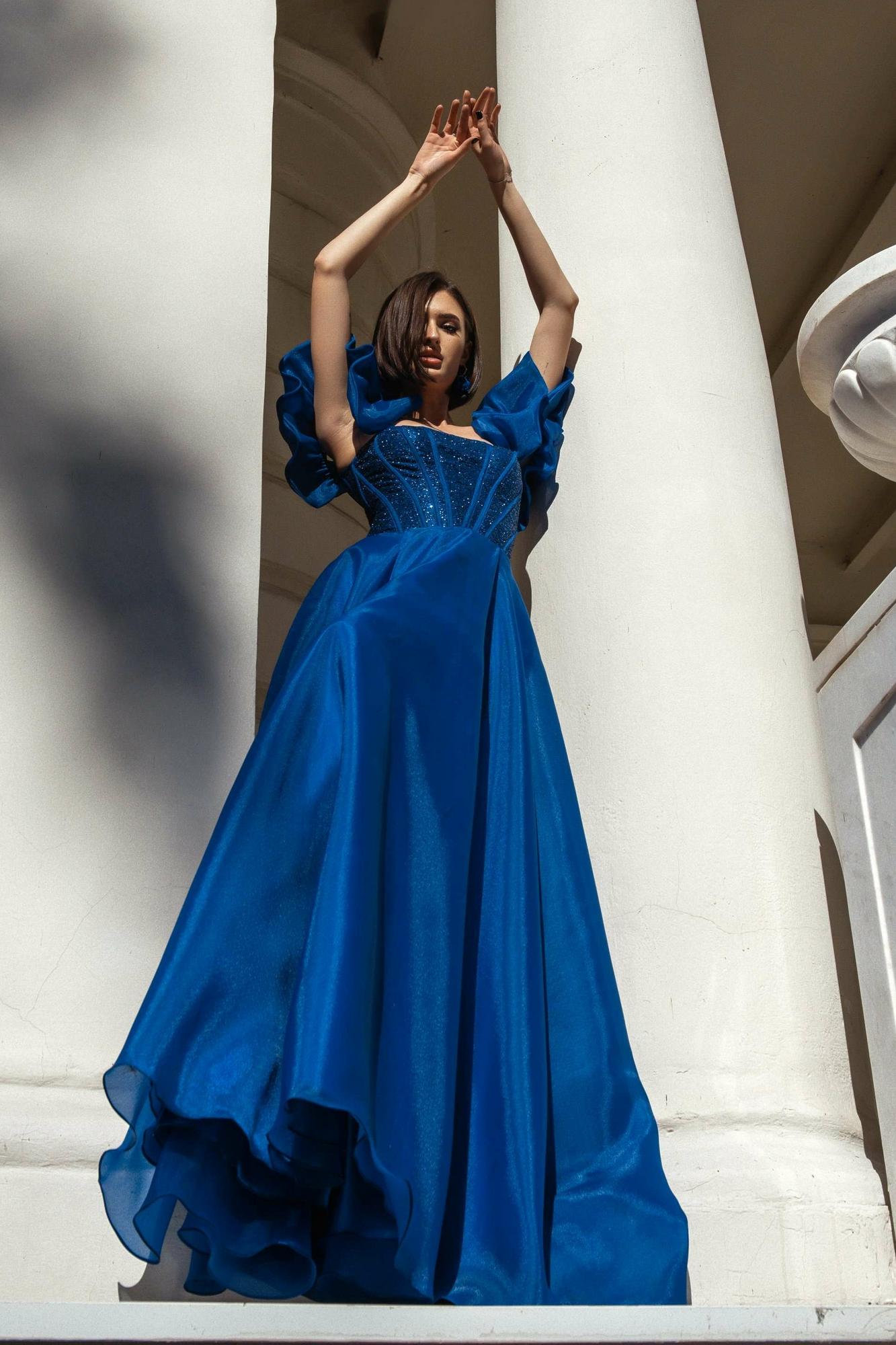 Синее платье из органзы LARA