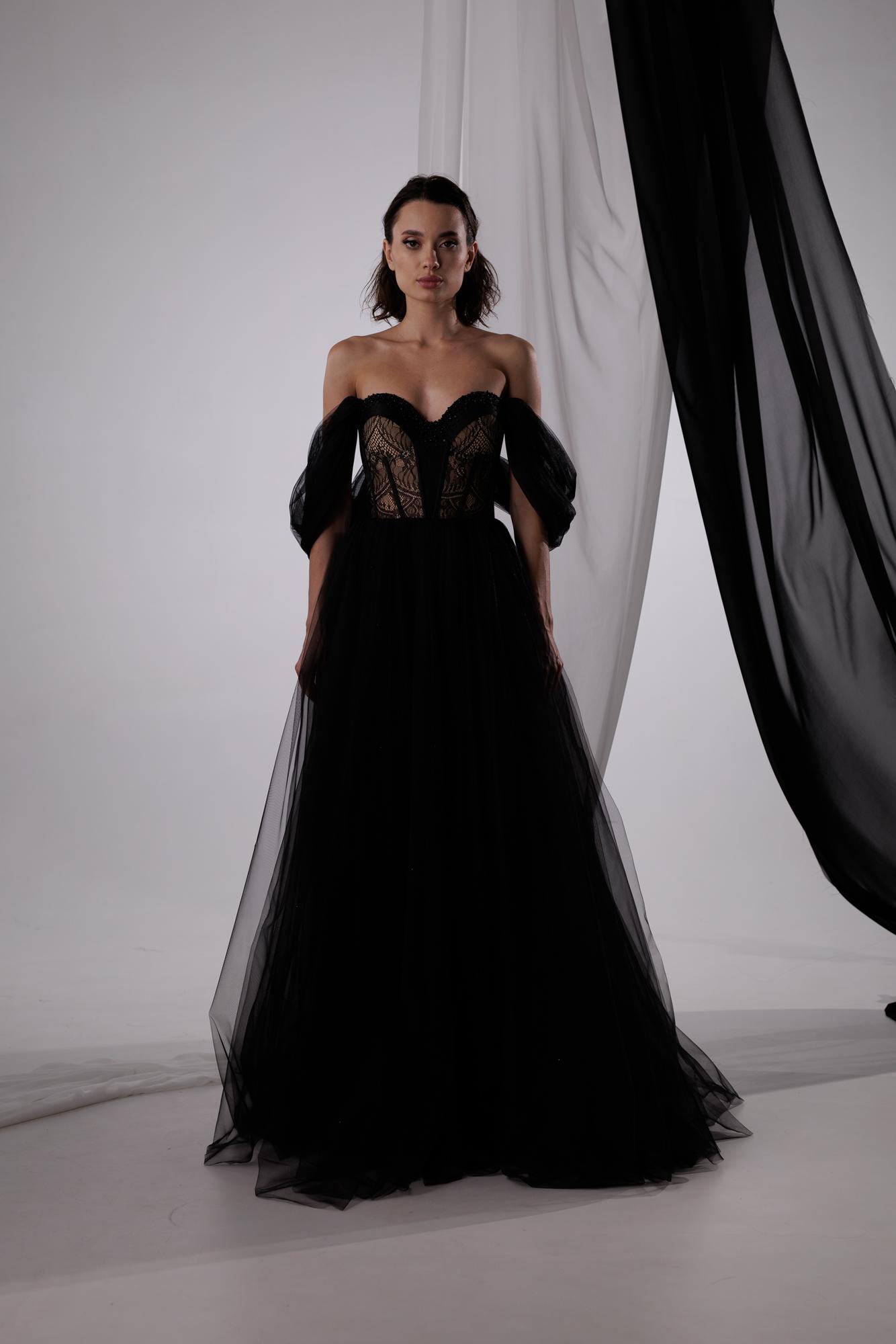 GLORIA/ ГЛОРИЯ черное пышное платье