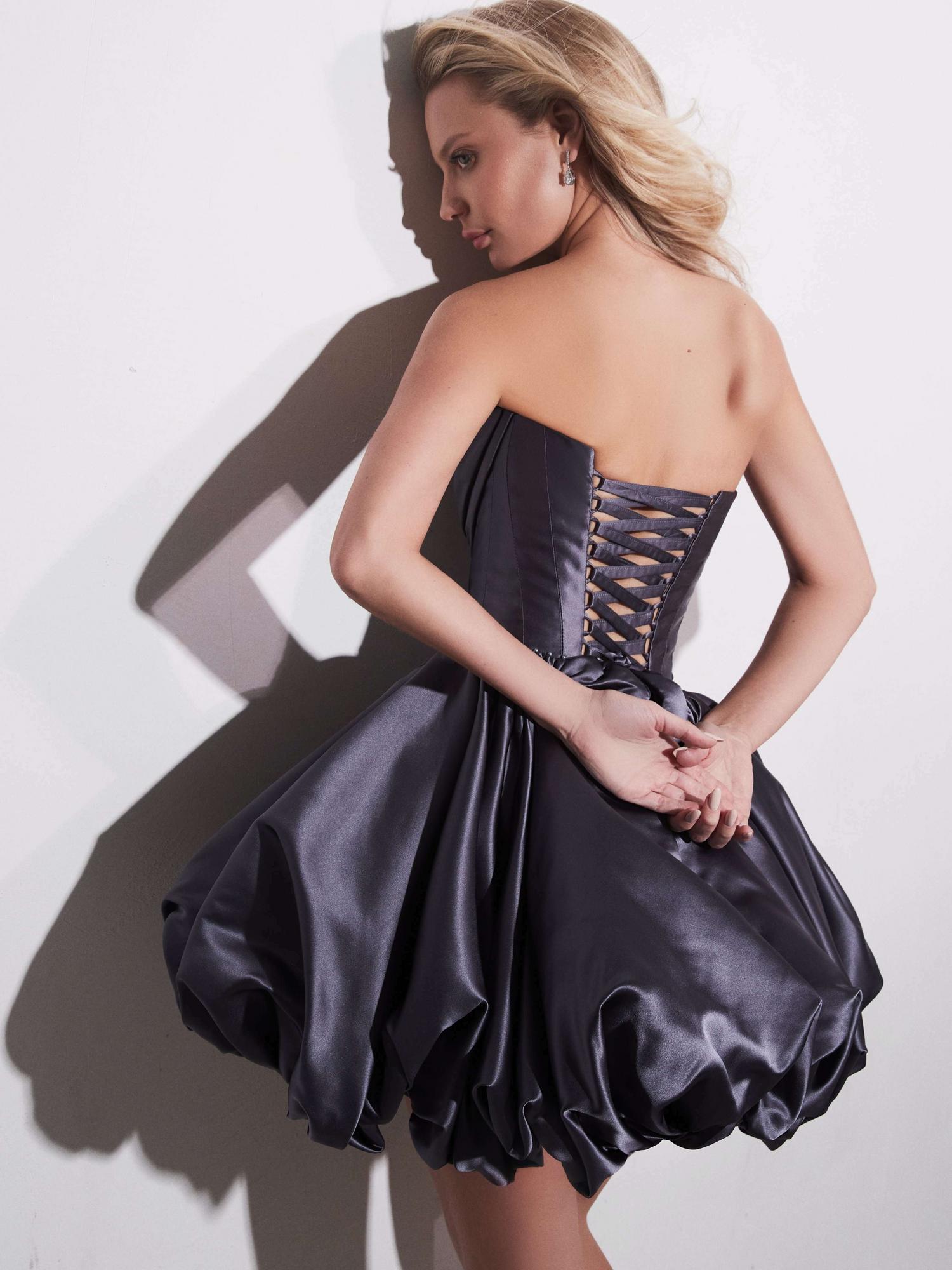 Короткое пышное платье FLEUR в графите