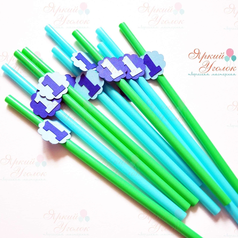 Пластиковые трубочки декором "Единички"