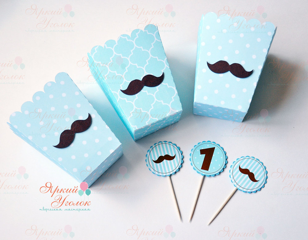 Стаканчики для сладостей или попкорна с объемным декором "Маленький джентельмен"