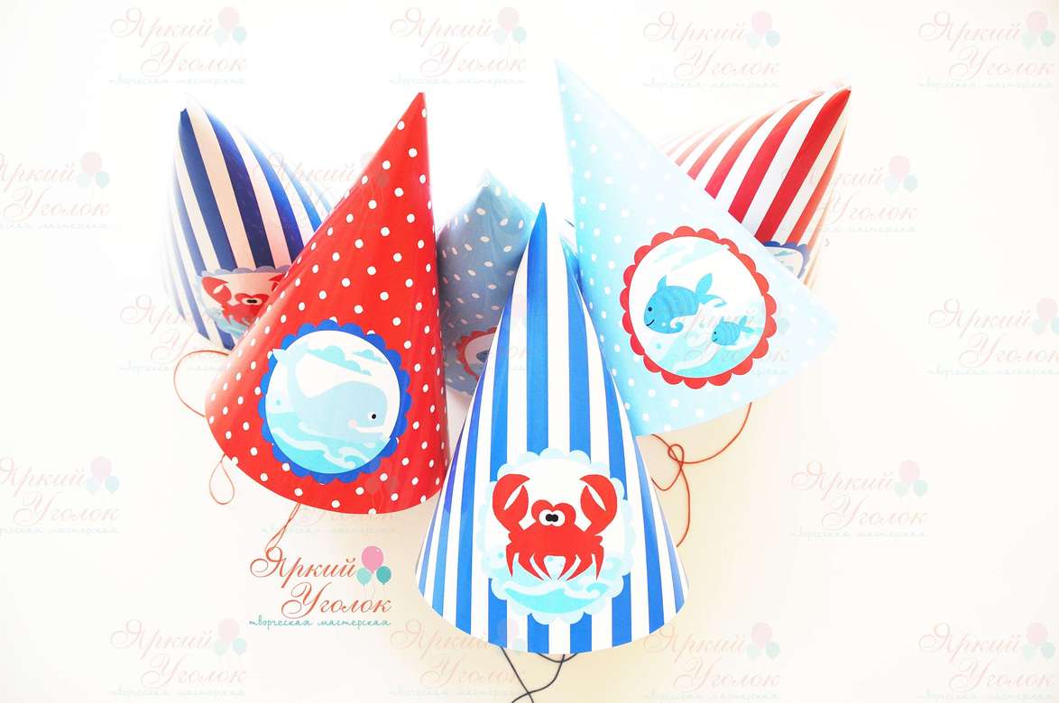 Колпачки с напечатанными картинками "Морские"