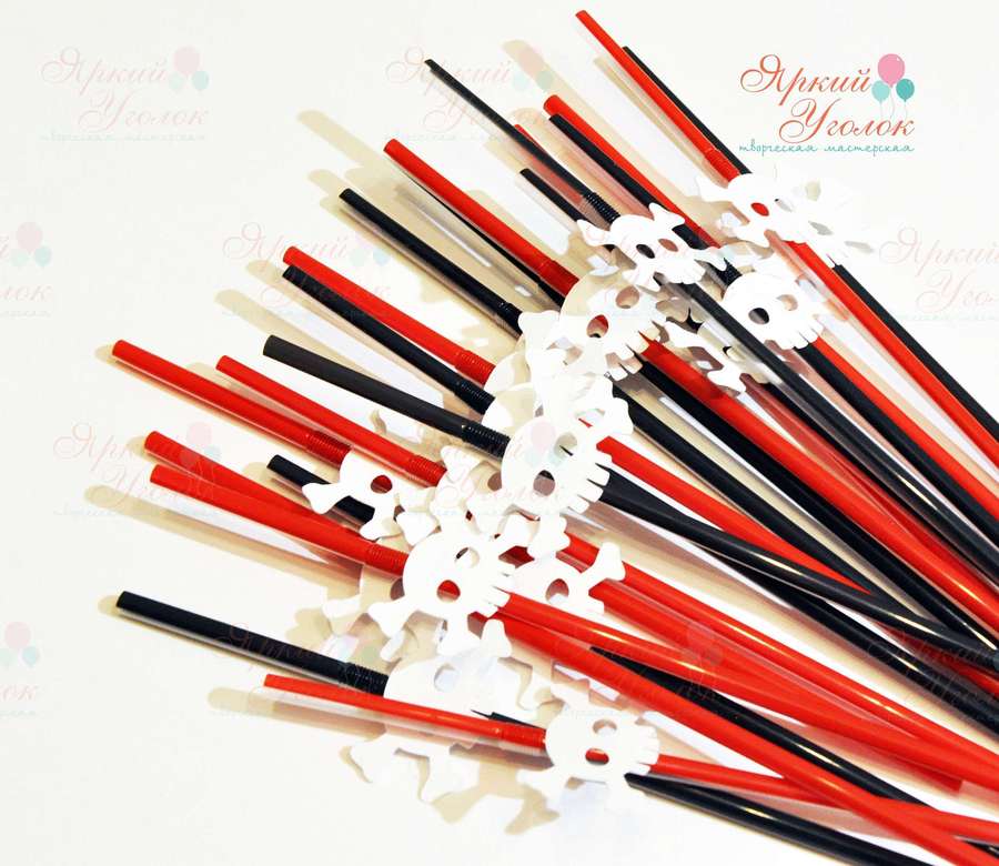 Пластиковые трубочки с декором "Пираты"