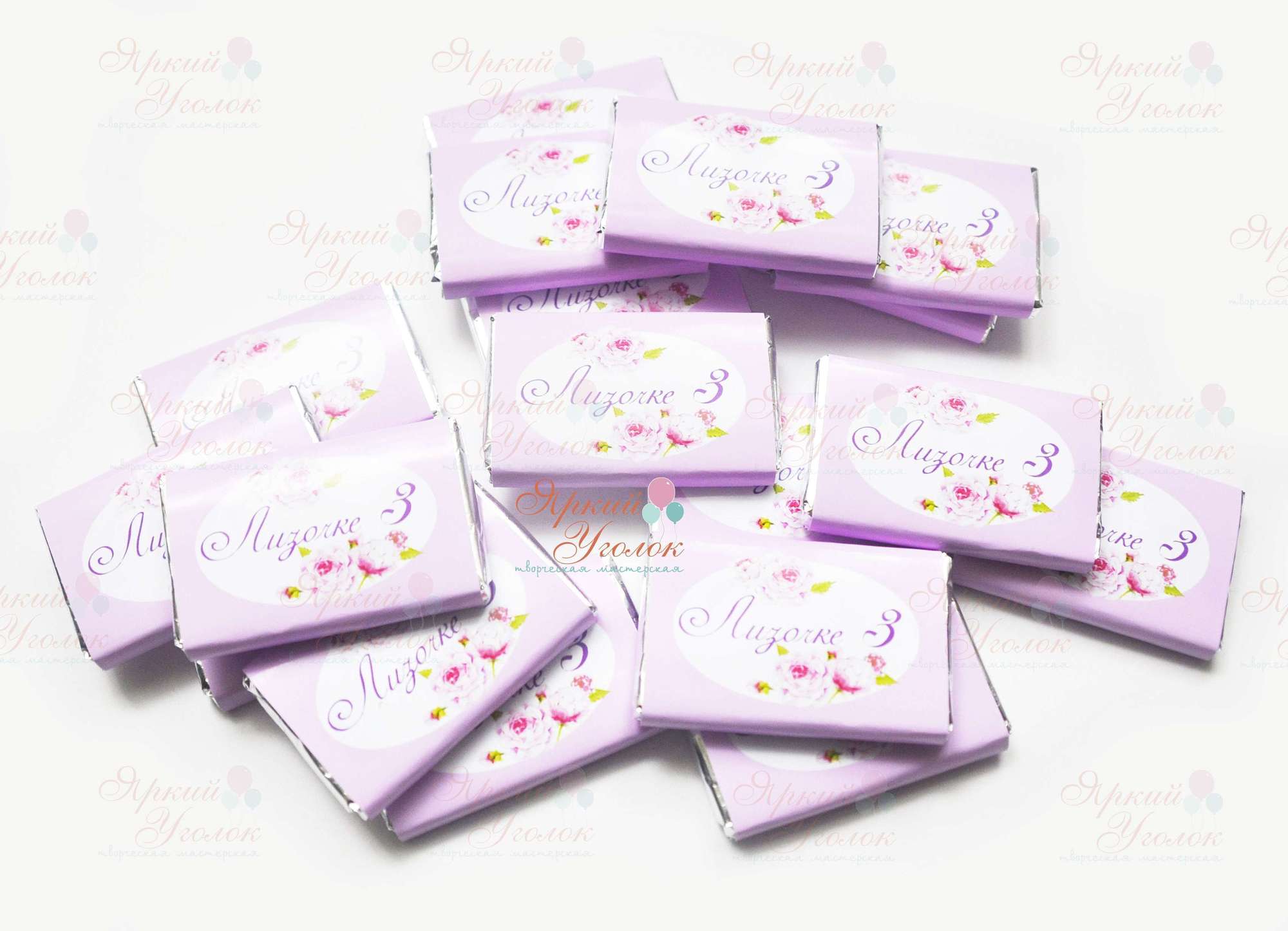 Обертки "Пионы" на шоколад, 15 гр