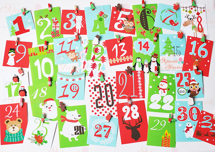 Адвент Календарь мини карточки