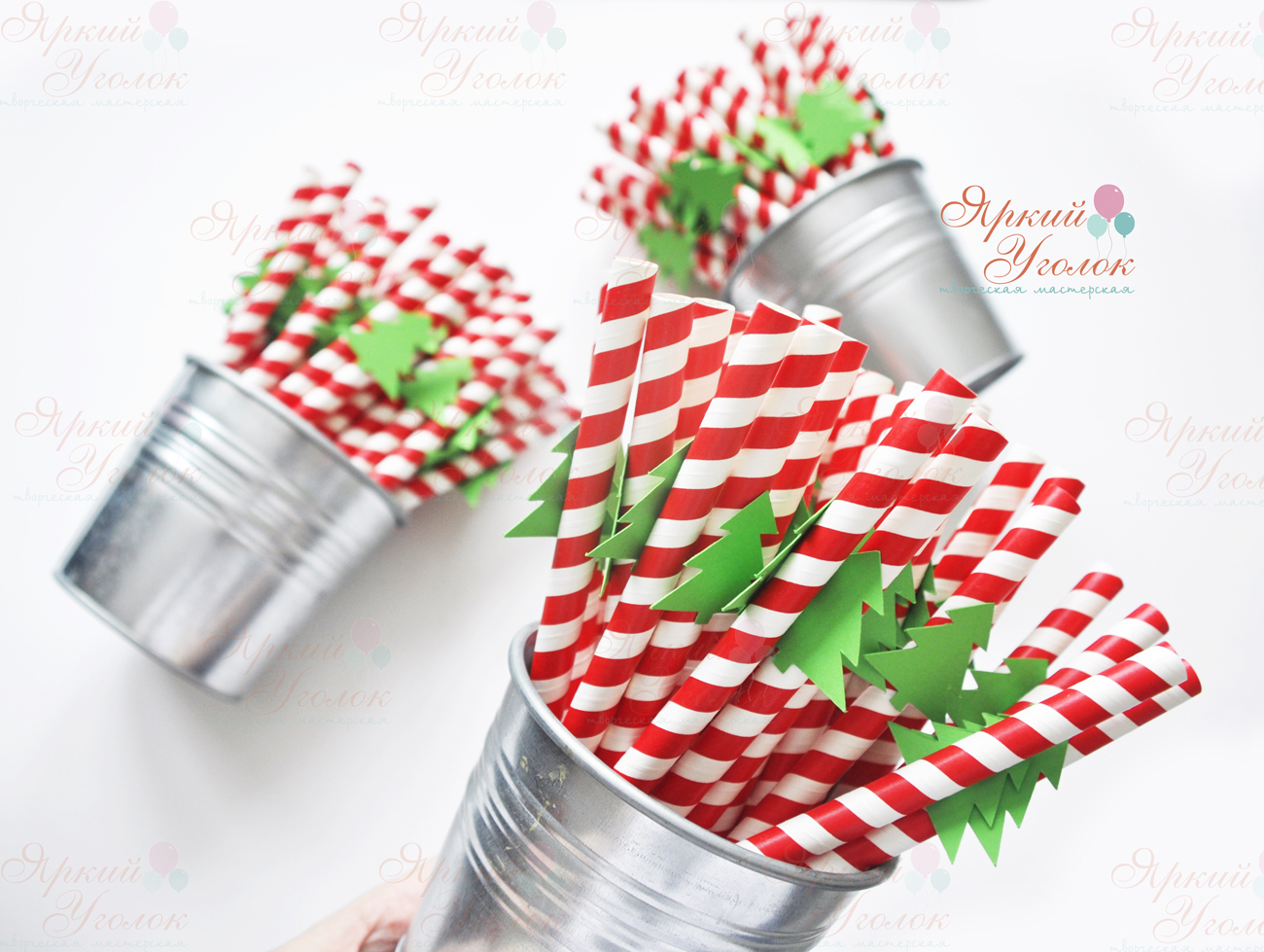 Бумажные трубочки с декором "Ёлочки"