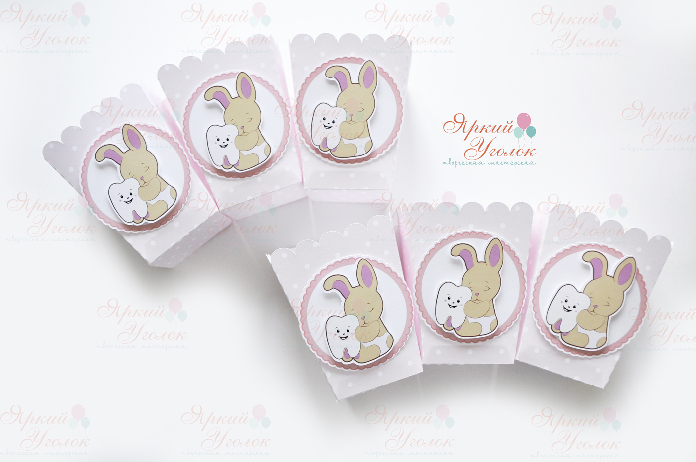 Стаканчики для сладостей или попкорна с декором "Зубик и зайка"