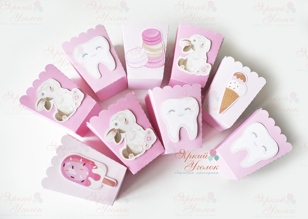 Стаканчики для сладостей или попкорна с напечатанным декором Зубик