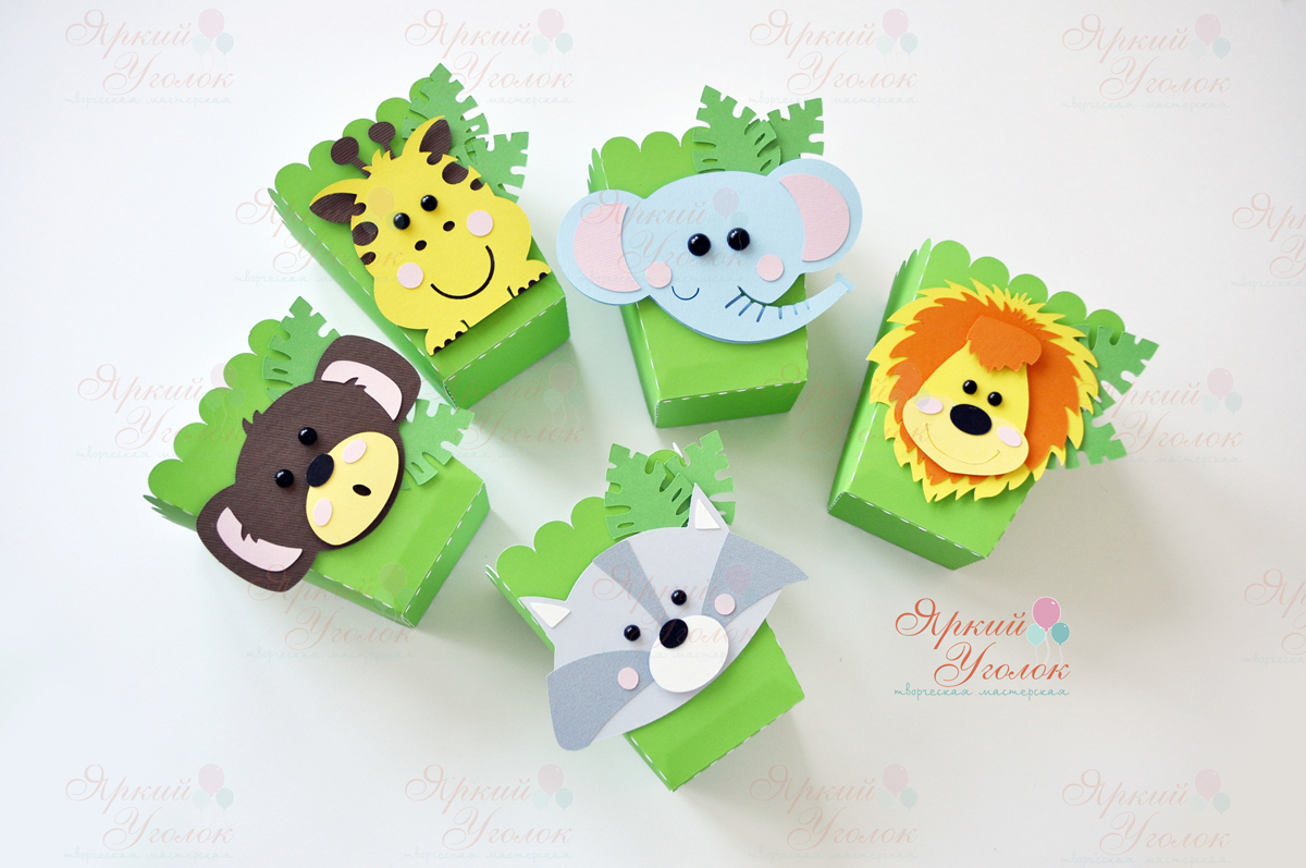 Стаканчики для сладостей или попкорна со сложным объемным декором животные