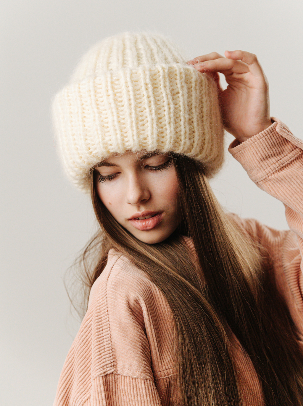 Double hat 3 нити кремовый