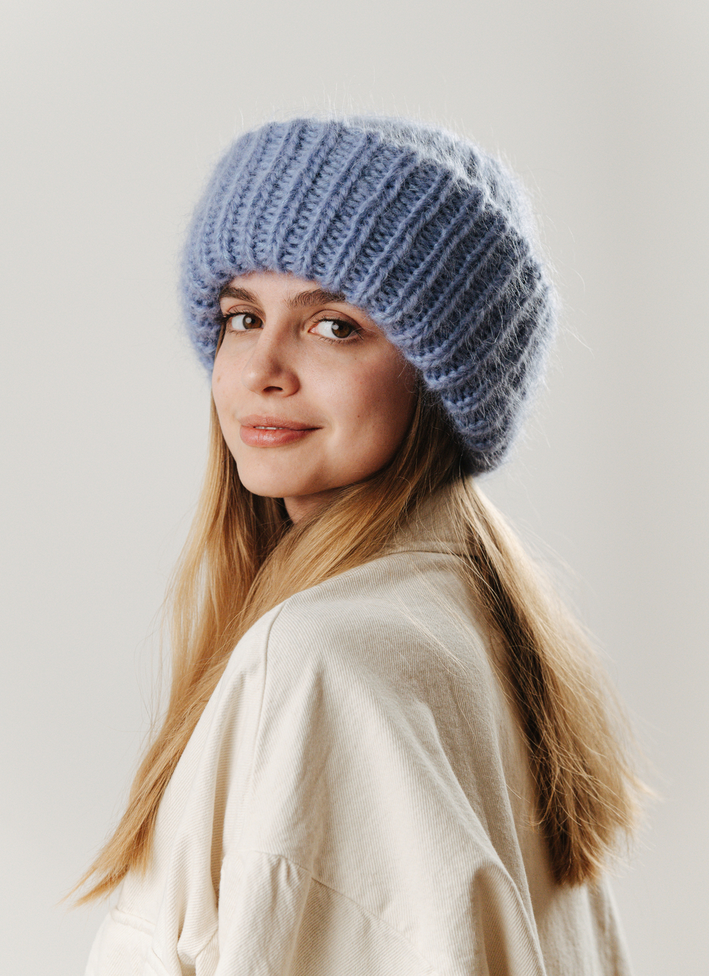 Double hat 3 нити сине-голубой