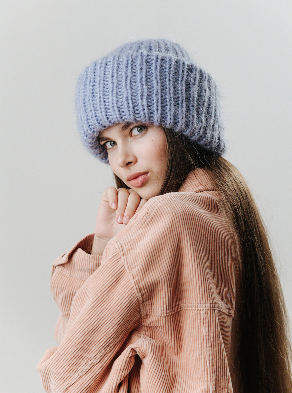 Double hat 3 нити голубой