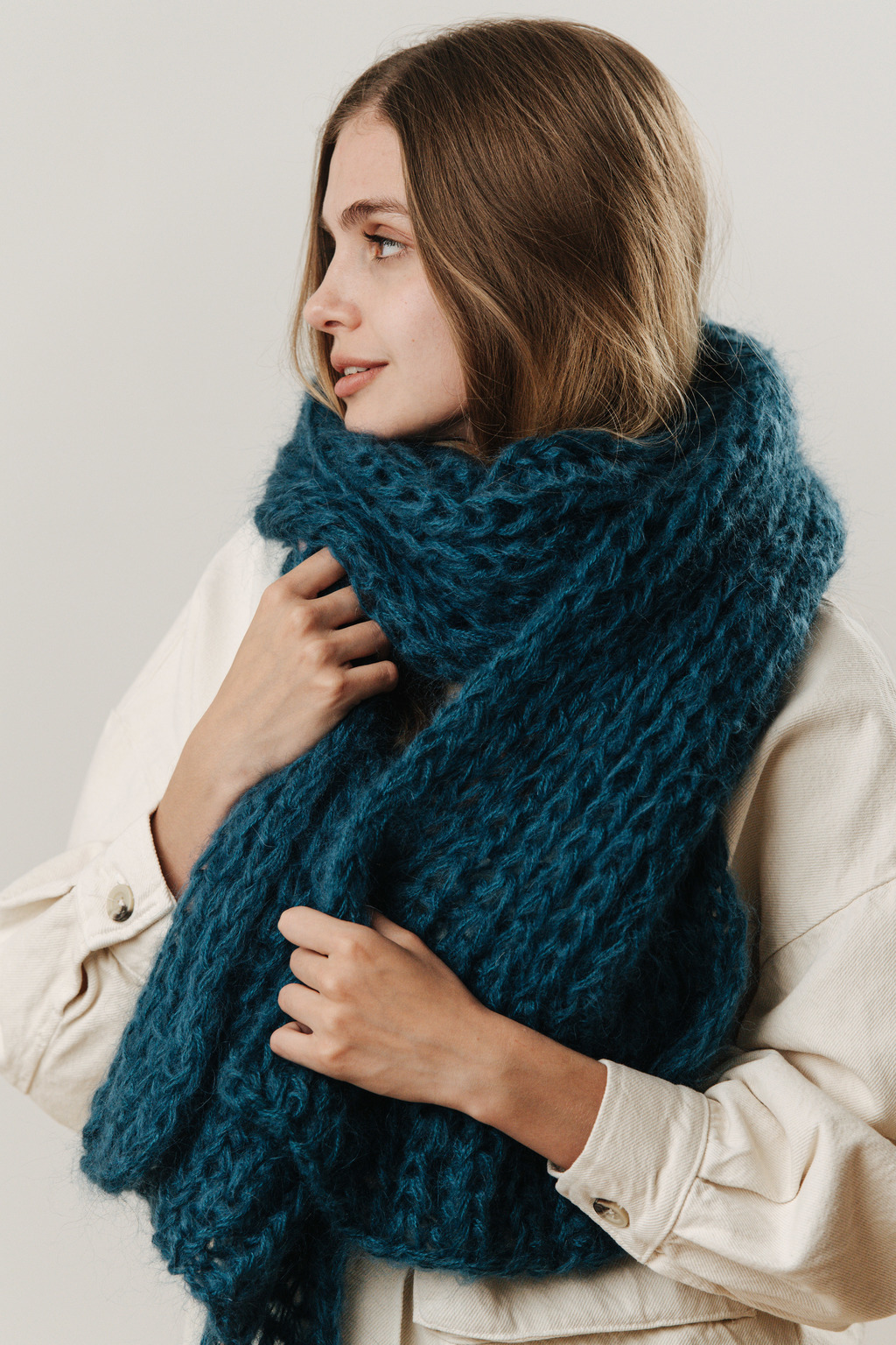 Шарф 2 нити темно-бирюзовый