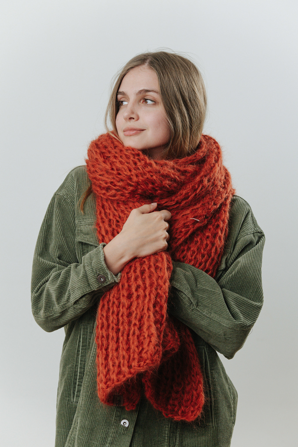 Шарф 2 нити терракотовый