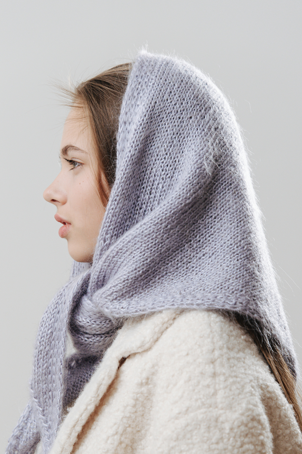 Косынка мохер серо-голубой