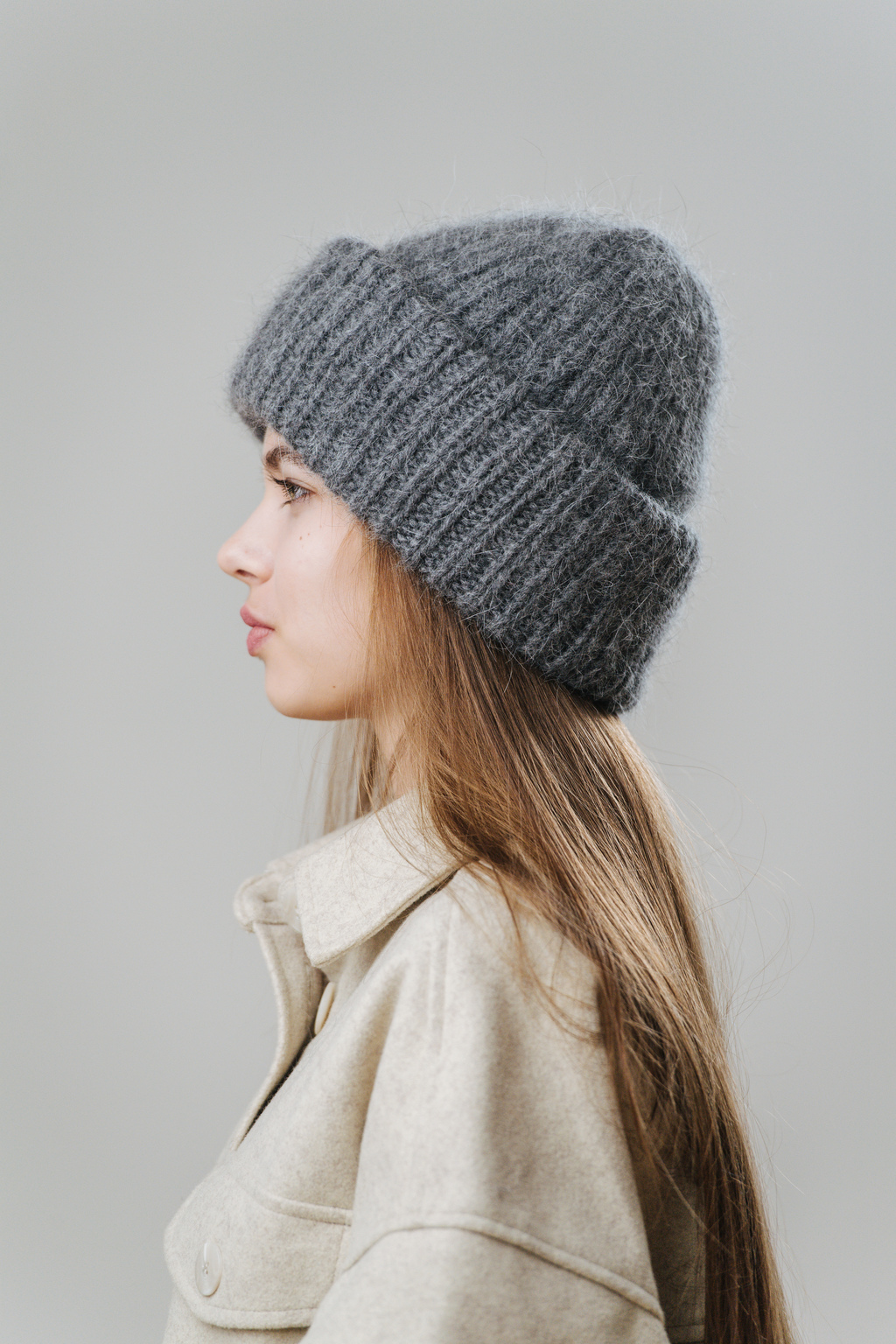 Double Minky ангора серый меланж