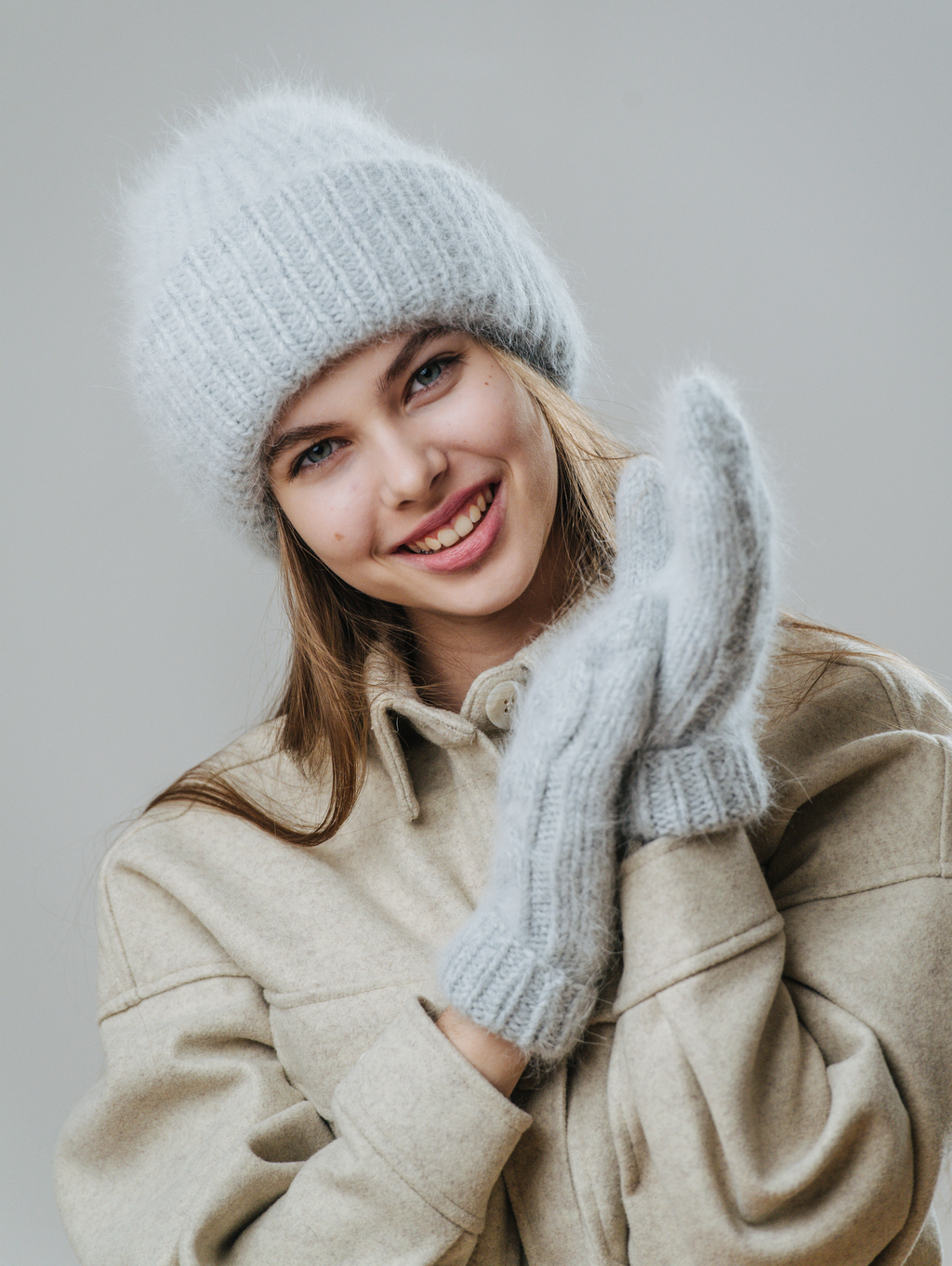 Double Minky ангора светло-серый