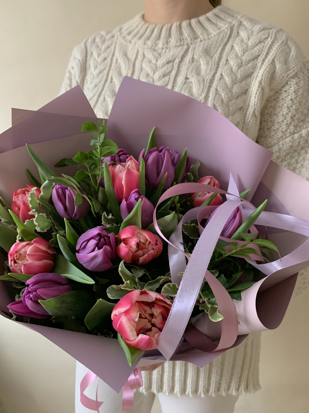 Авторский букет "Весенний розово-лавандовый"