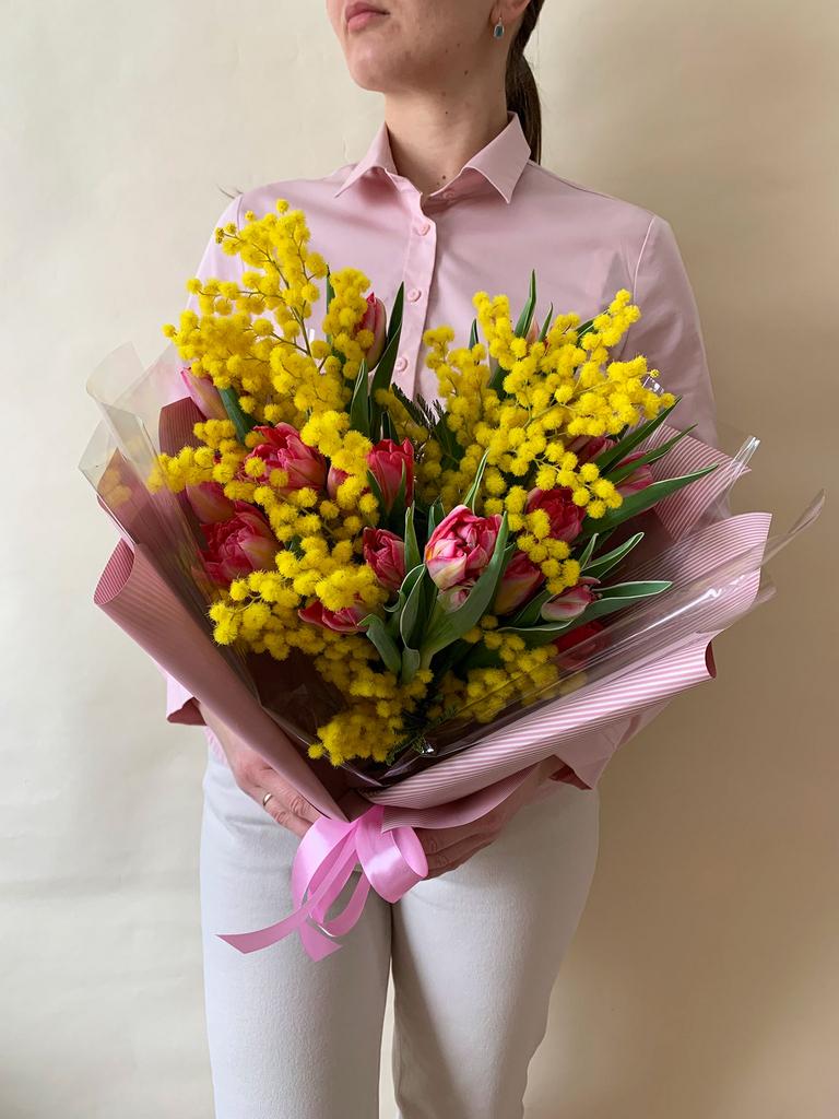 Букет мимоза и флеш пойнт