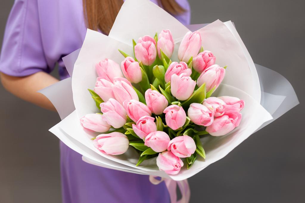 Монобукет из розовых тюльпанов
