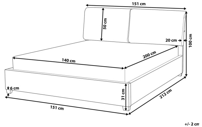 РАЗМЕР КРОВАТИ - Небольшая двуспальная кровать 140*200 см