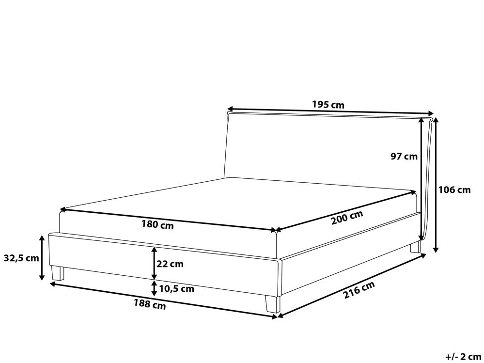 РАЗМЕР КРОВАТИ - Большая двуспальная кровать 180*200 см