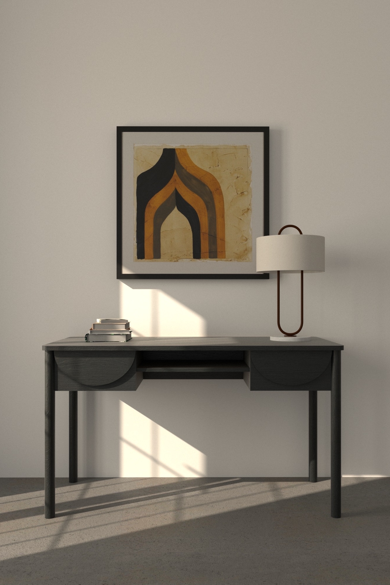 Дизайнерский письменный стол с ящиками в черном цвете на заказ