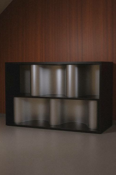 Консоль с волнистыми полками Рябь 02 из полированного металла