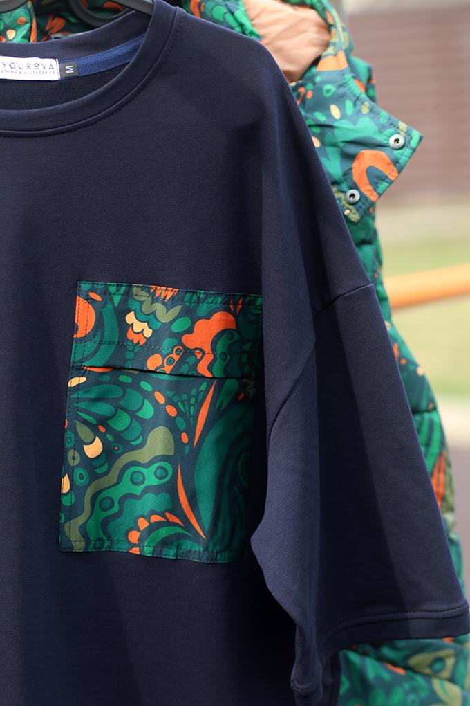 Синяя оверсайз унисекс (принт Изумруд)