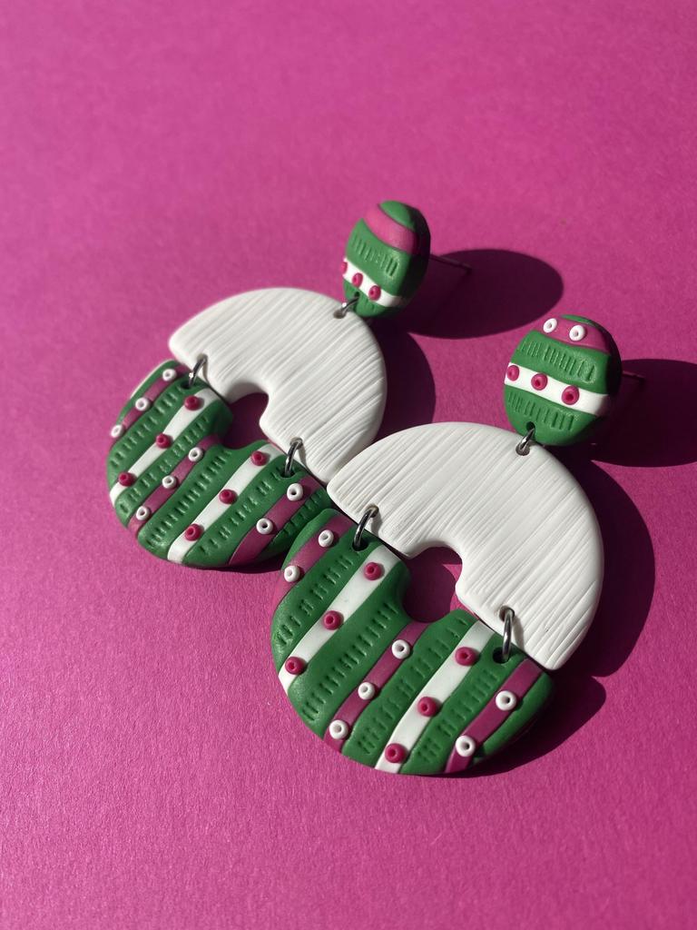 Серьги Кейптаун зелено-белые