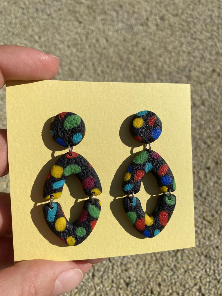 Серьги Мозаика ромбики черные