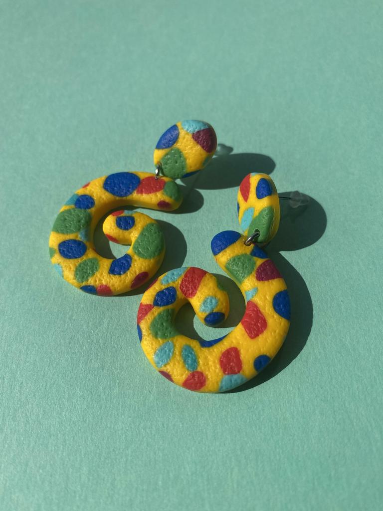 Серьги Ракушки мозаика желтые