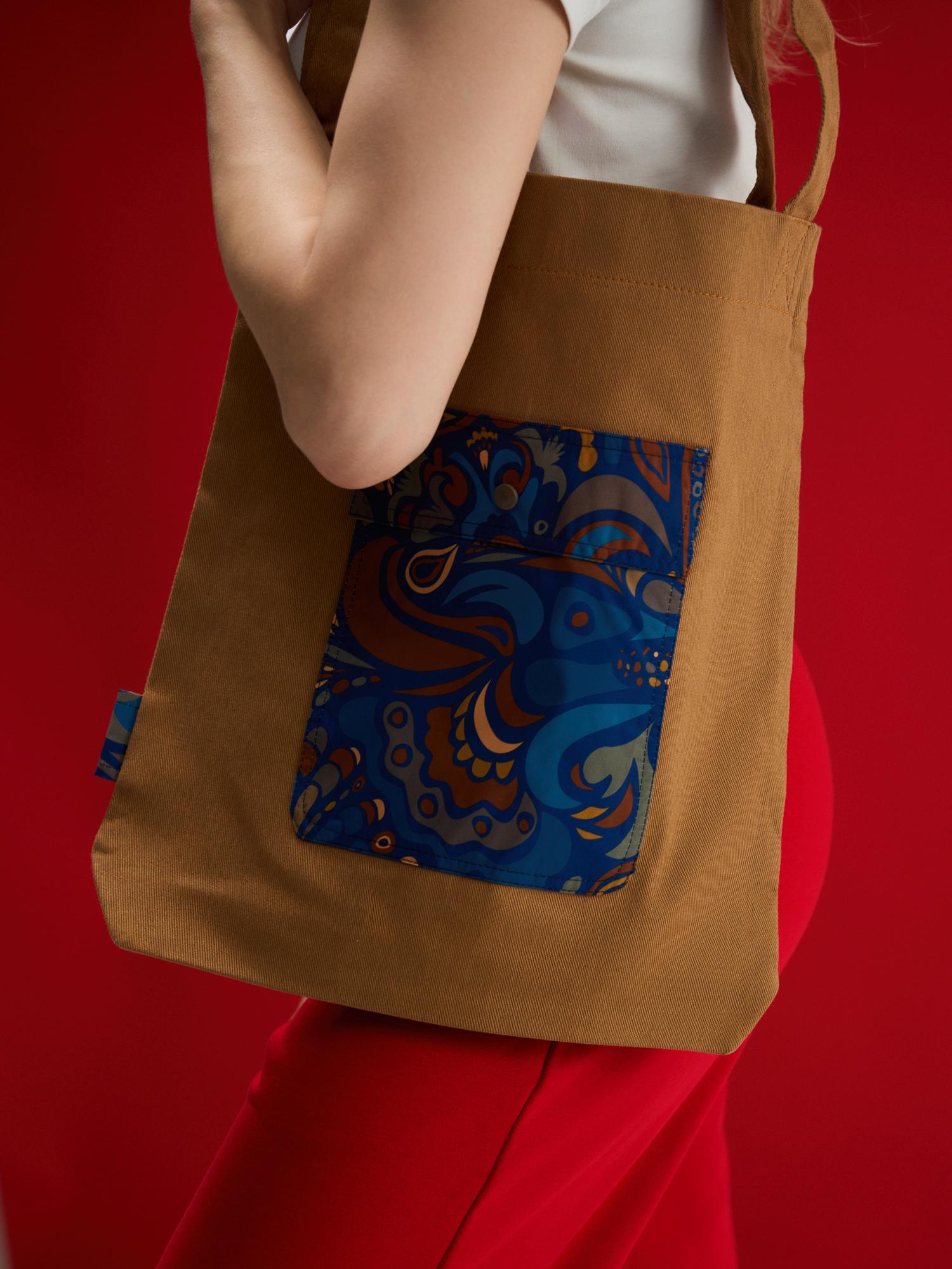 Сумка-шопер с карманом Ультрамарин сиена