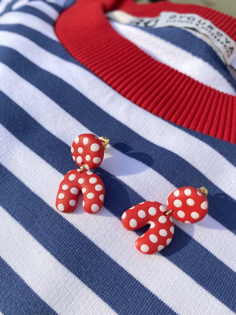 Серьги красные Горошки