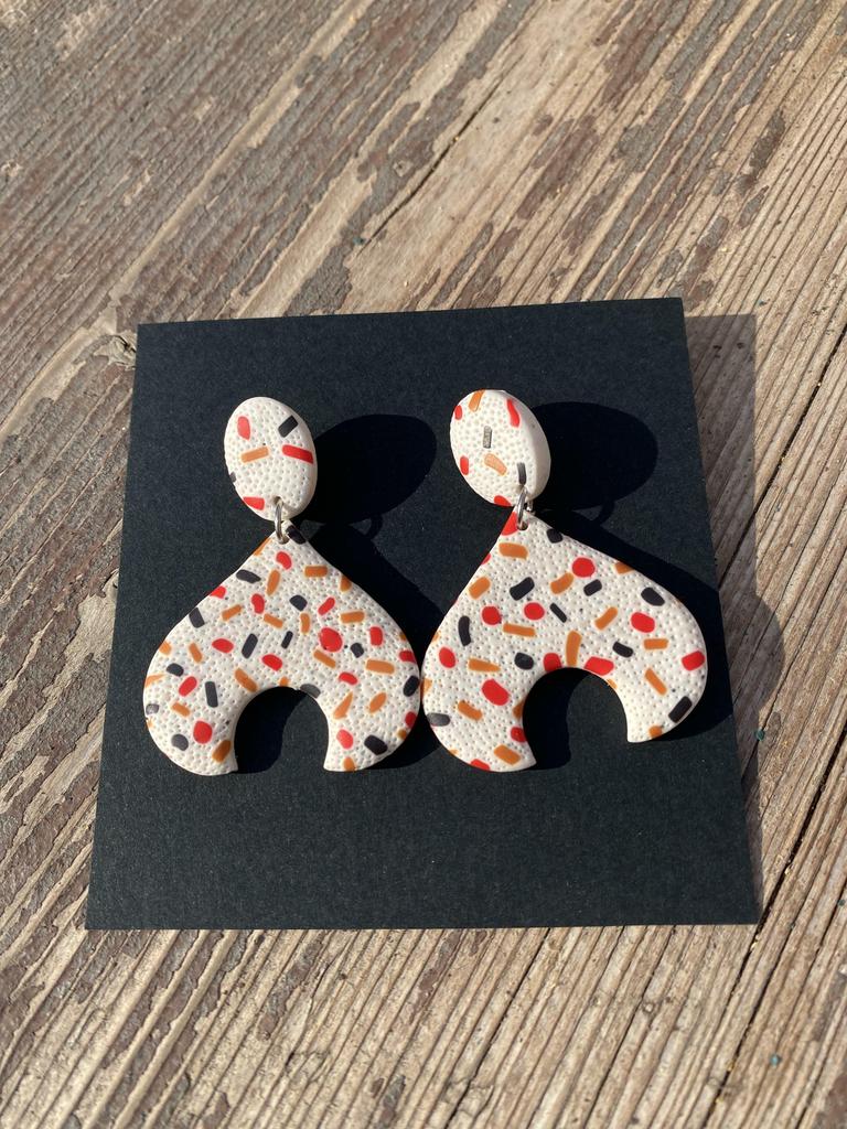 Серьги Кокошники бисерные белые